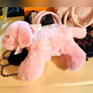 Large Pink Plush Puppy Purse